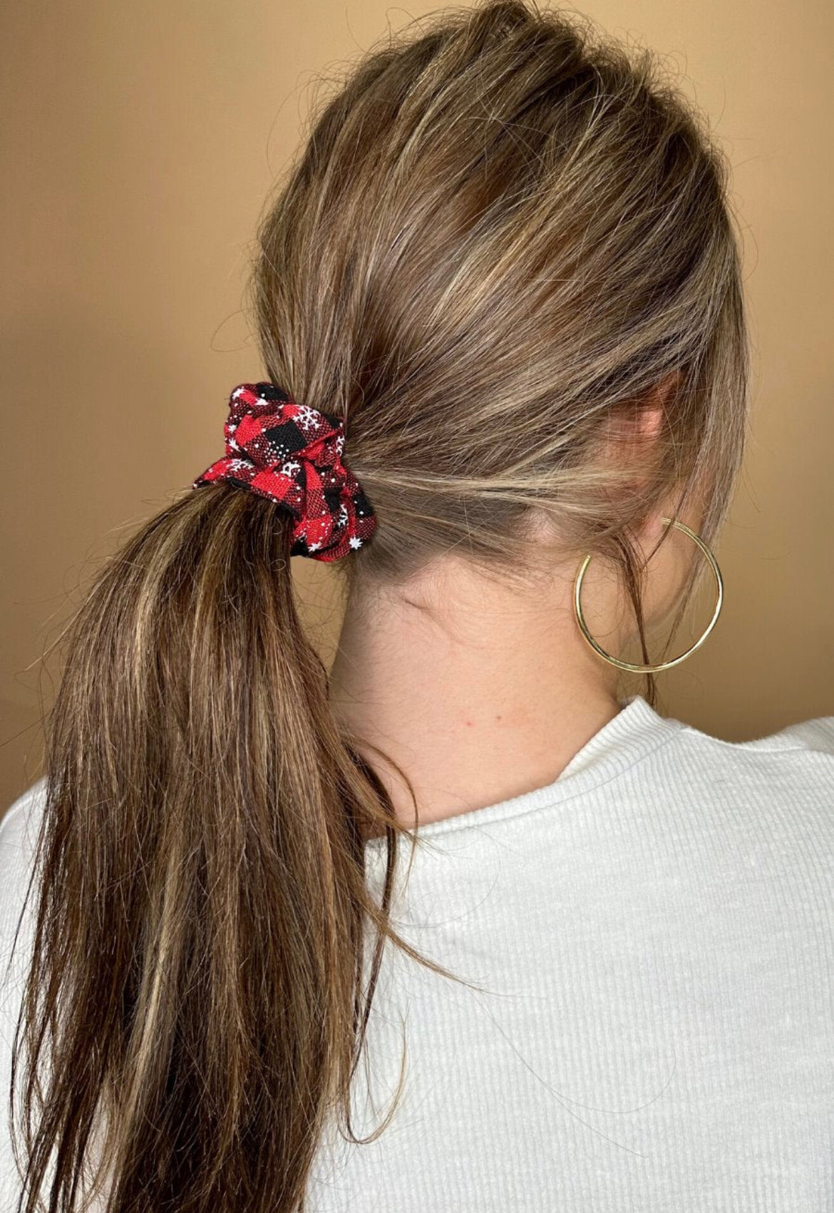 Christmas Plaid Scrunchie in Red