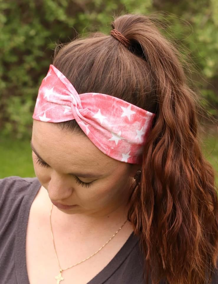 Distressed Red Stars Headband