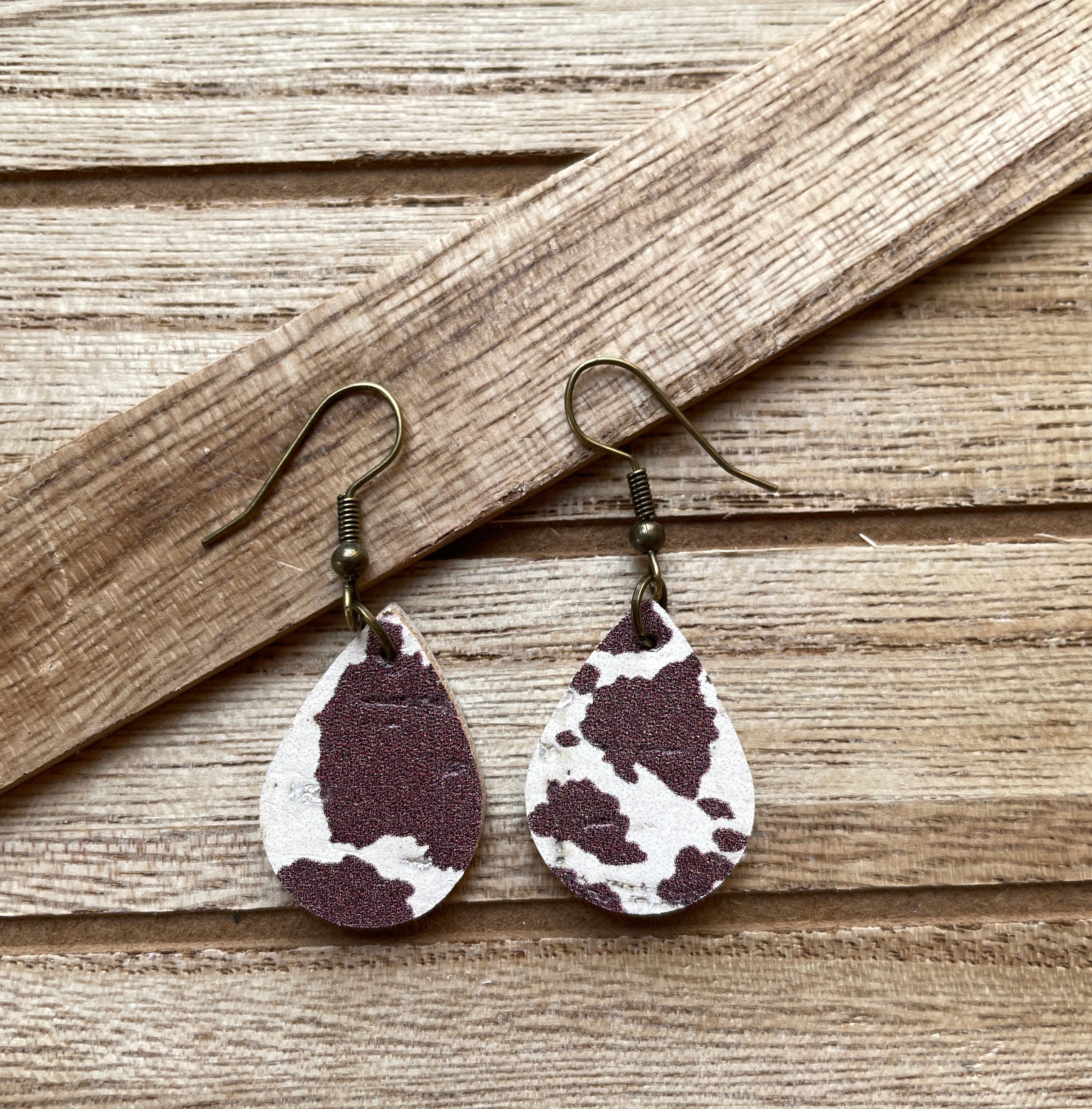 Cow Print Leather Earrings