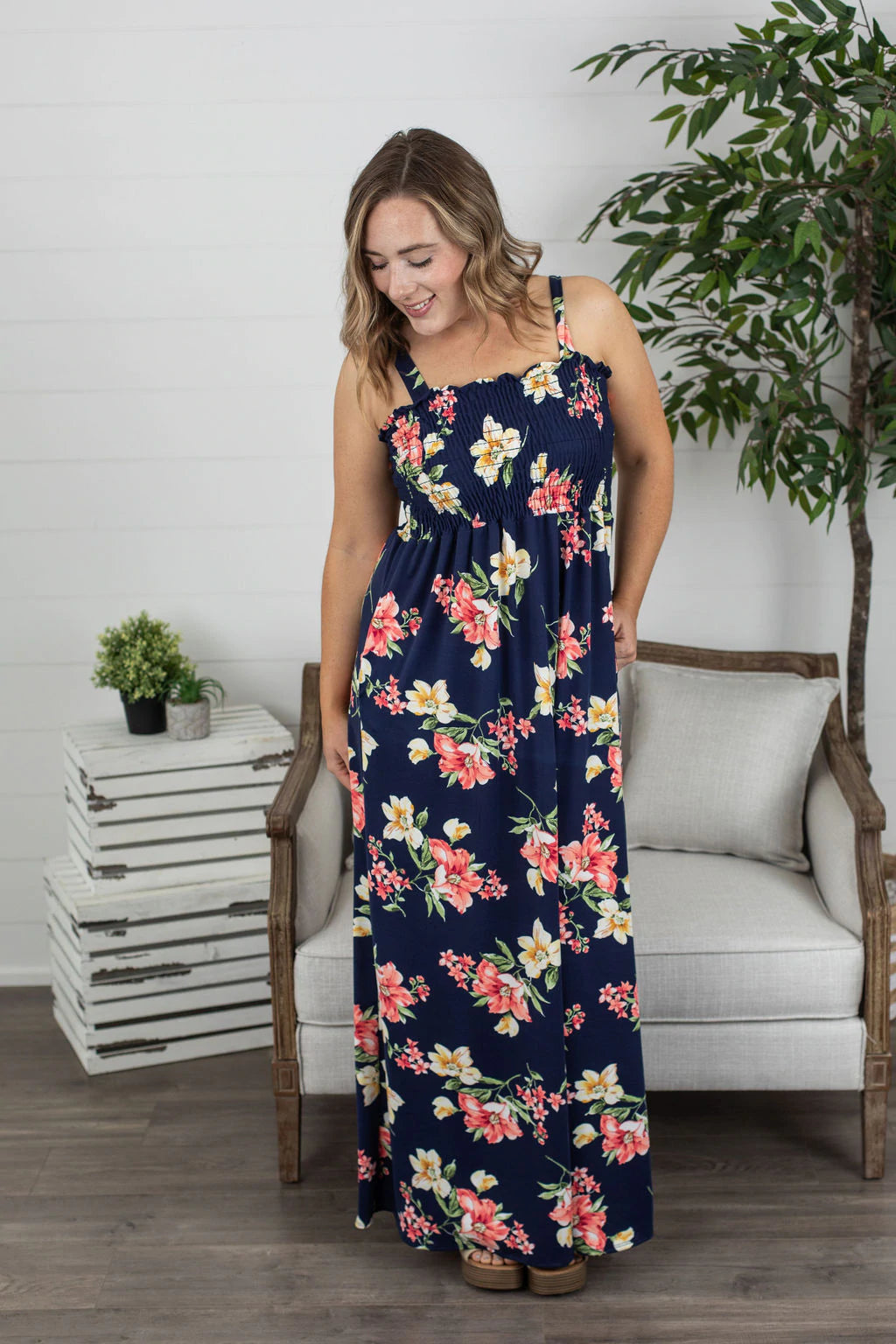 Savannah Maxi Dress in Navy Floral