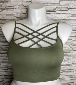 Criss Cross Bralette in Olive