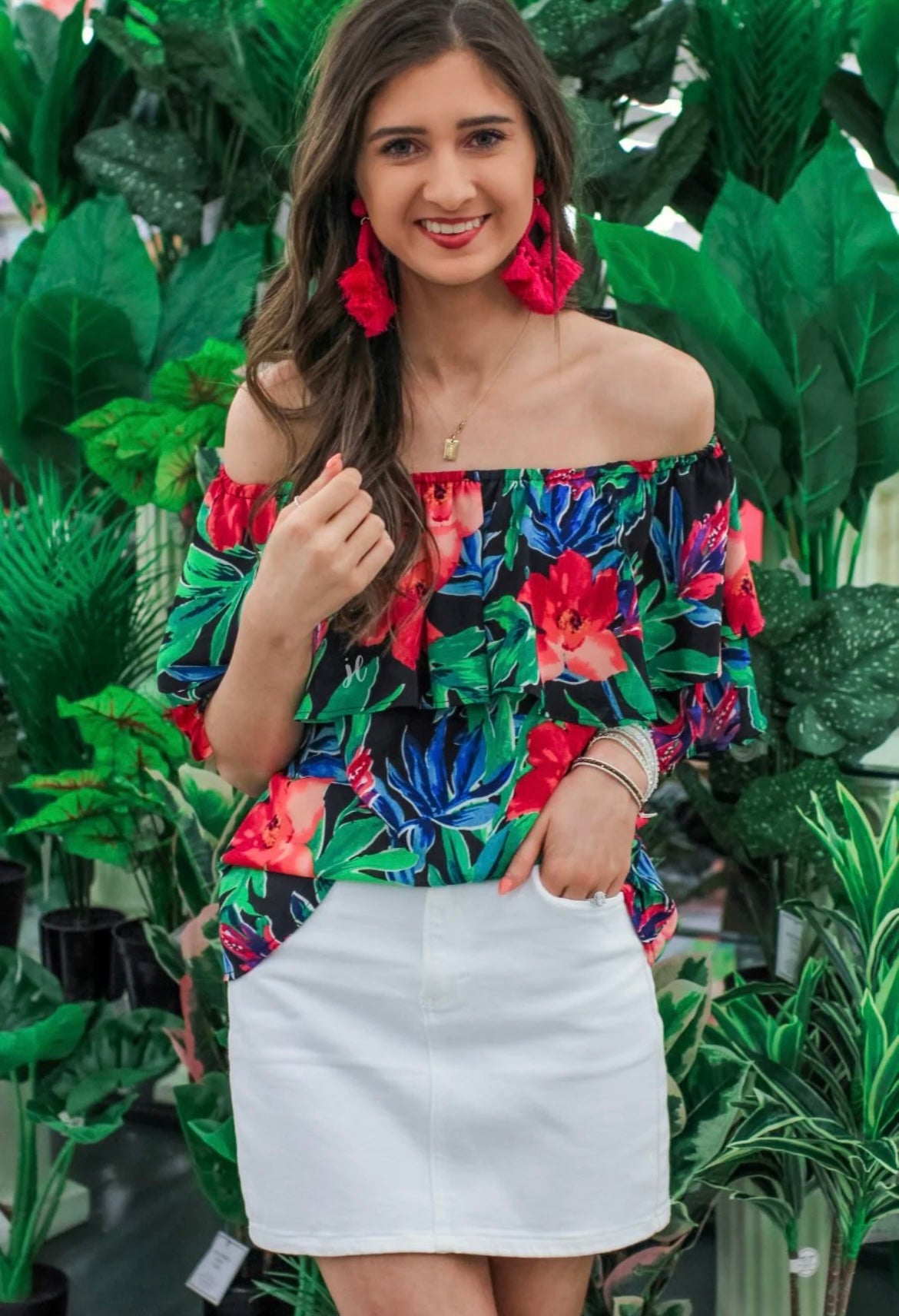 Tropical Twist Off the Shoulder Top