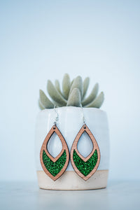 Green Glitter Teardrop Dangles