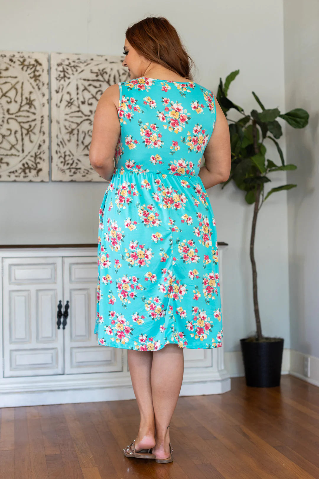 Kelsey Tank Dress - Aqua Floral