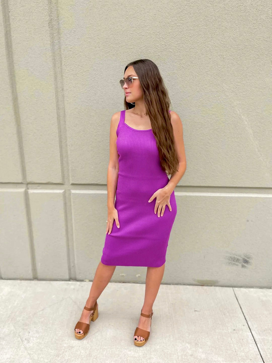 Libby Ribbed Dress in Purple