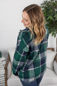 Lucy Plaid Shacket - Navy and Green Plaid