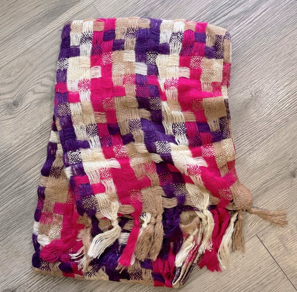 Patchwork Plaid Scarf in Purple