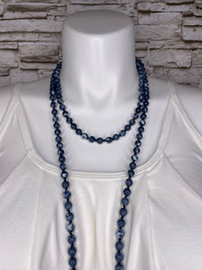 Natural Stone Beaded Necklace - Blue Jade