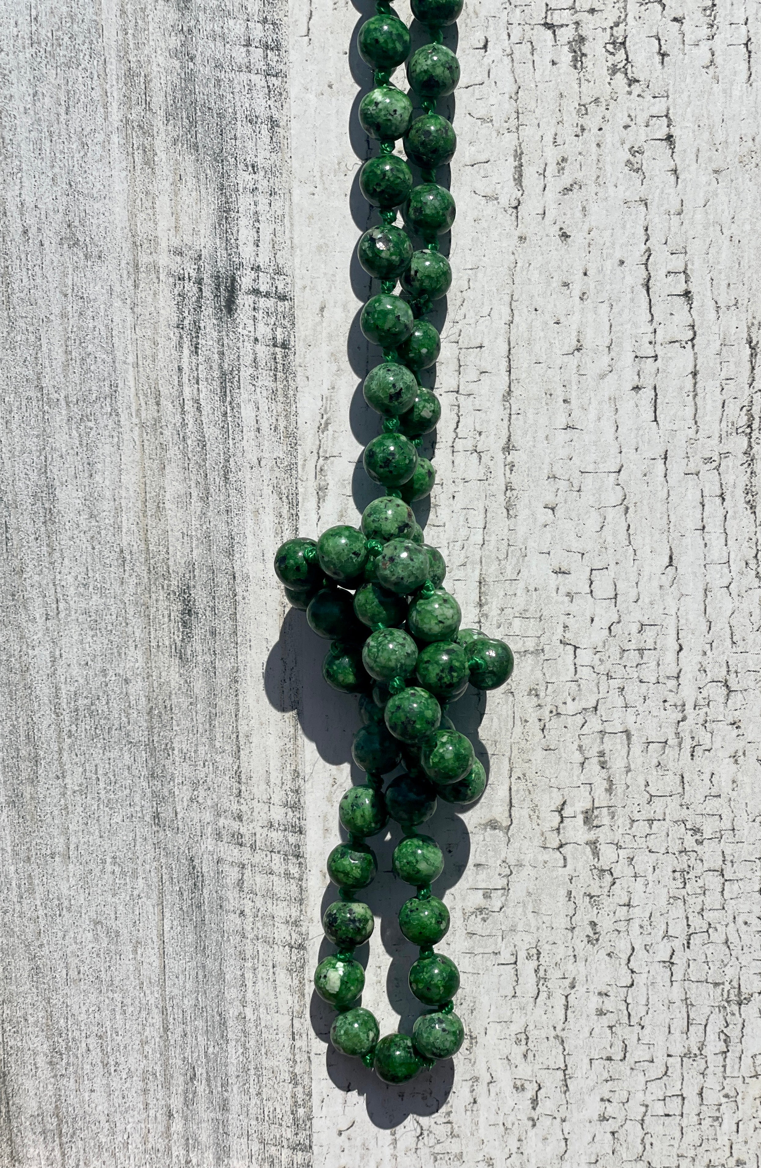 Natural Stone Beaded Necklace - Green Jasper