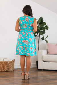 Kelsey Tank Dress - Aqua Floral