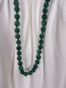 Natural Stone Beaded Necklace - Green Chrysocolla