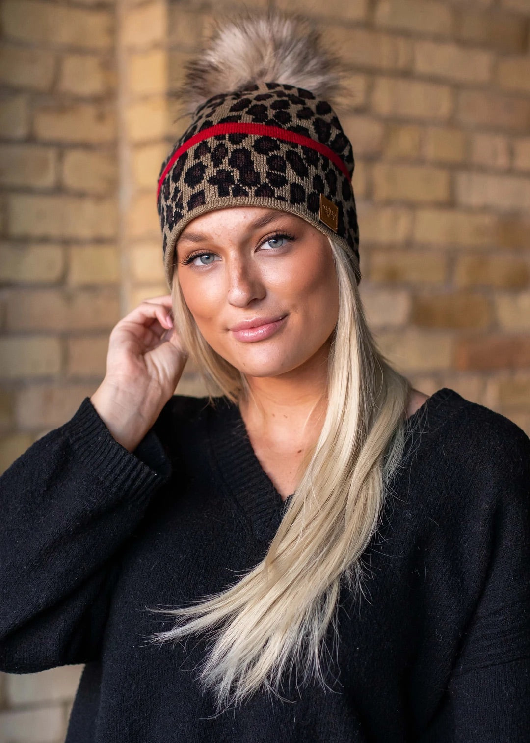 Lucy Leopard Pom Beanie