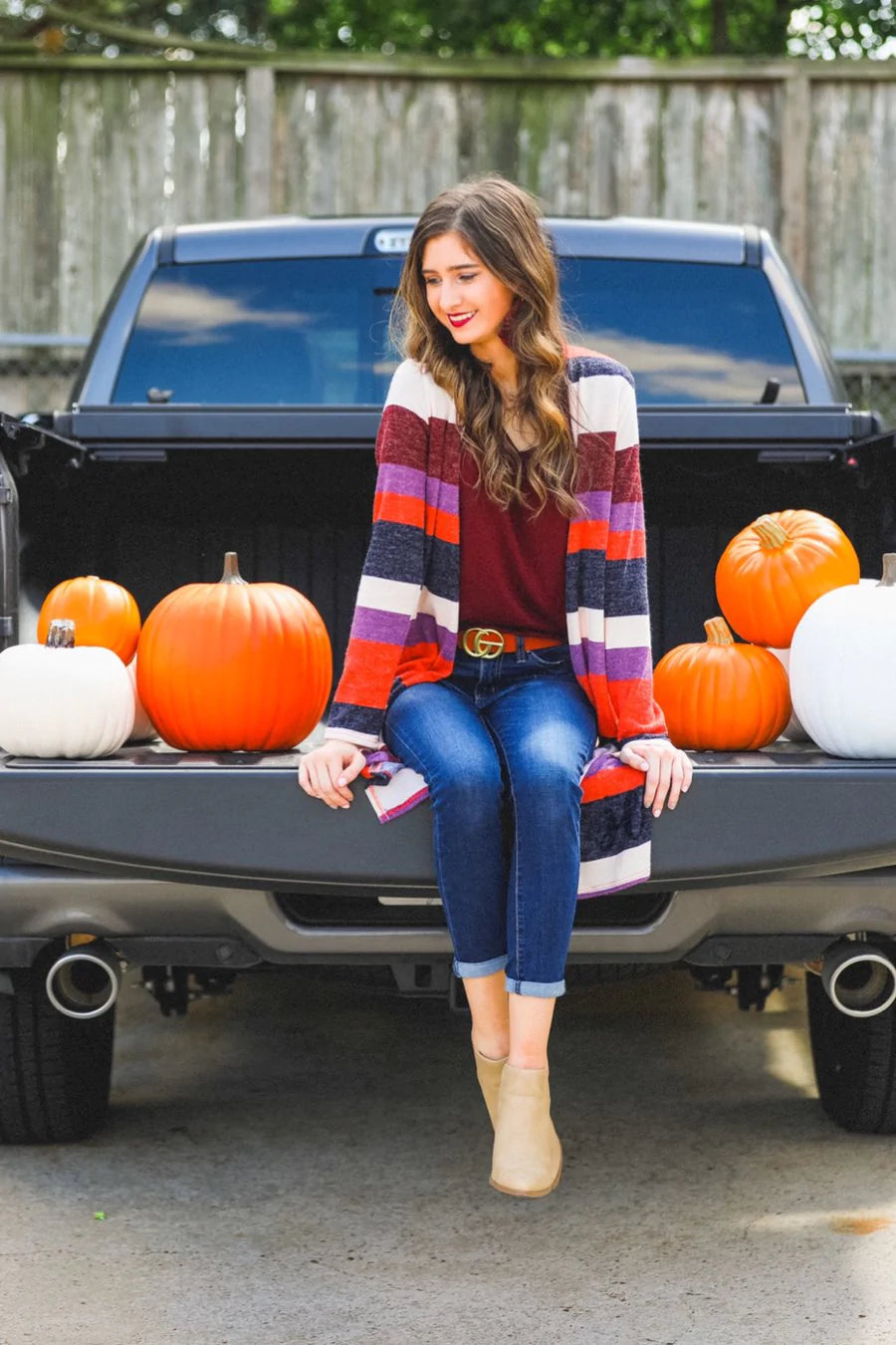 Pumpkin Patch Striped Long Cardigan