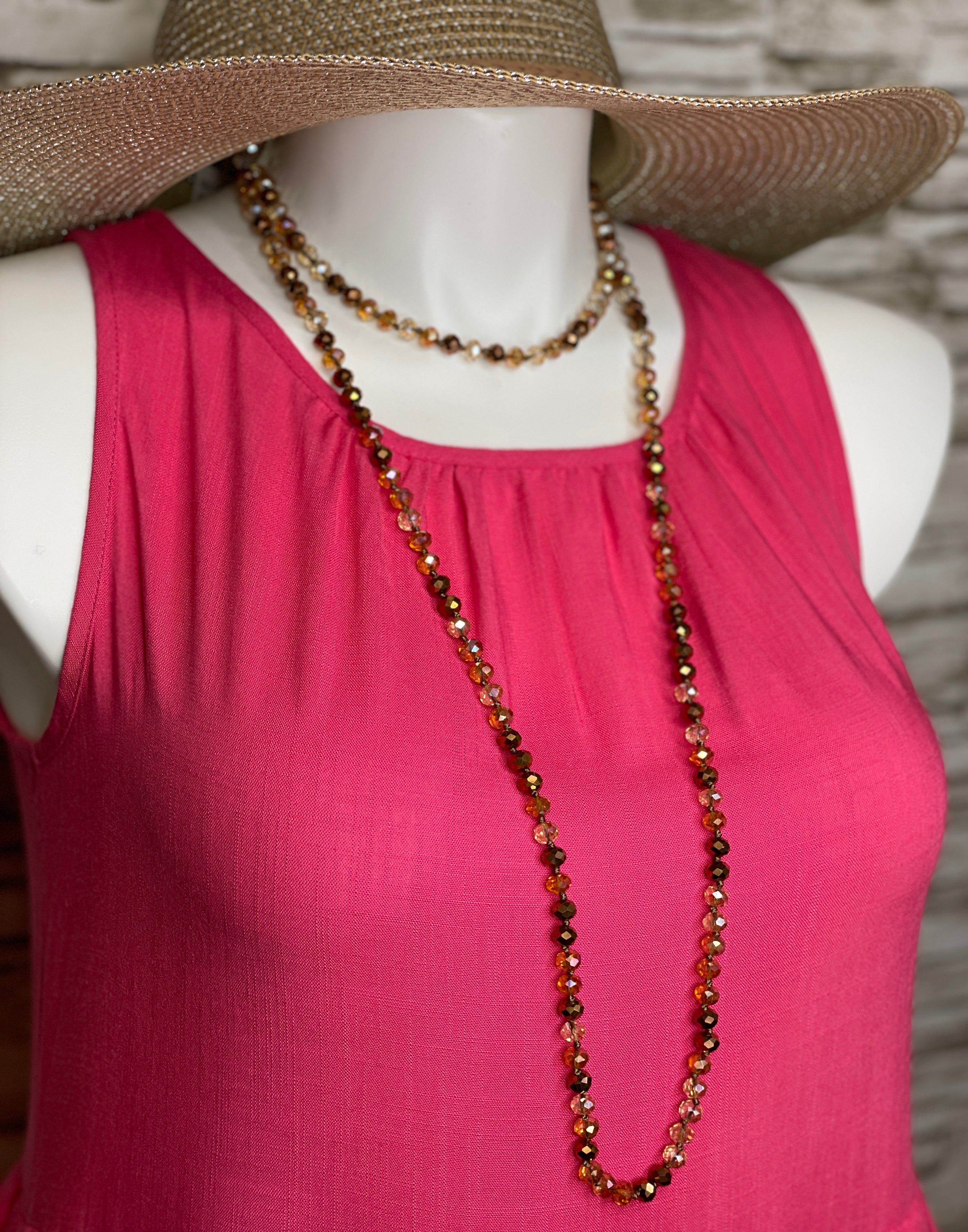 Double Wrap Beaded Necklace in Cooper Mix