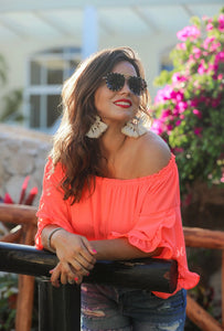 Maui Off the Shoulder Top in Coral