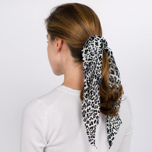 White Leopard Print Pony Scarf