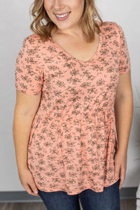 Sarah Ruffle Top - Peach Floral