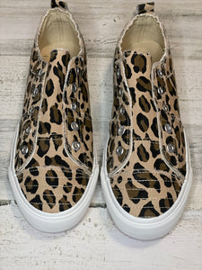 Canvas Leopard Distressed Sneakers