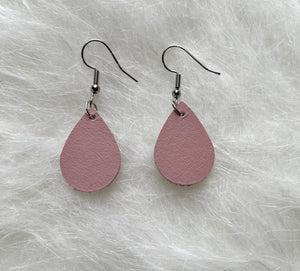 Pale Pink Leather Earrings