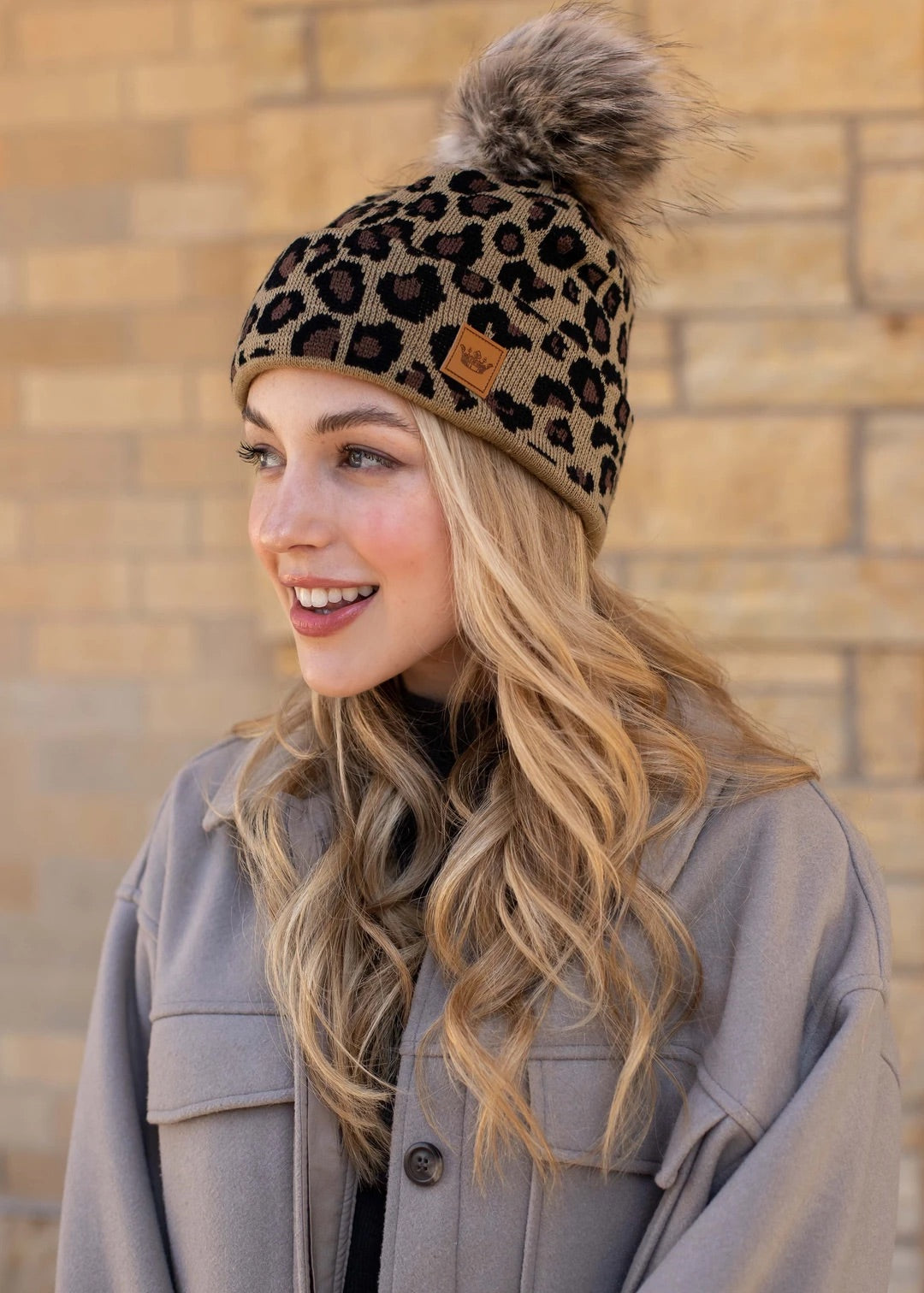 All Over Leopard Pom Beanie