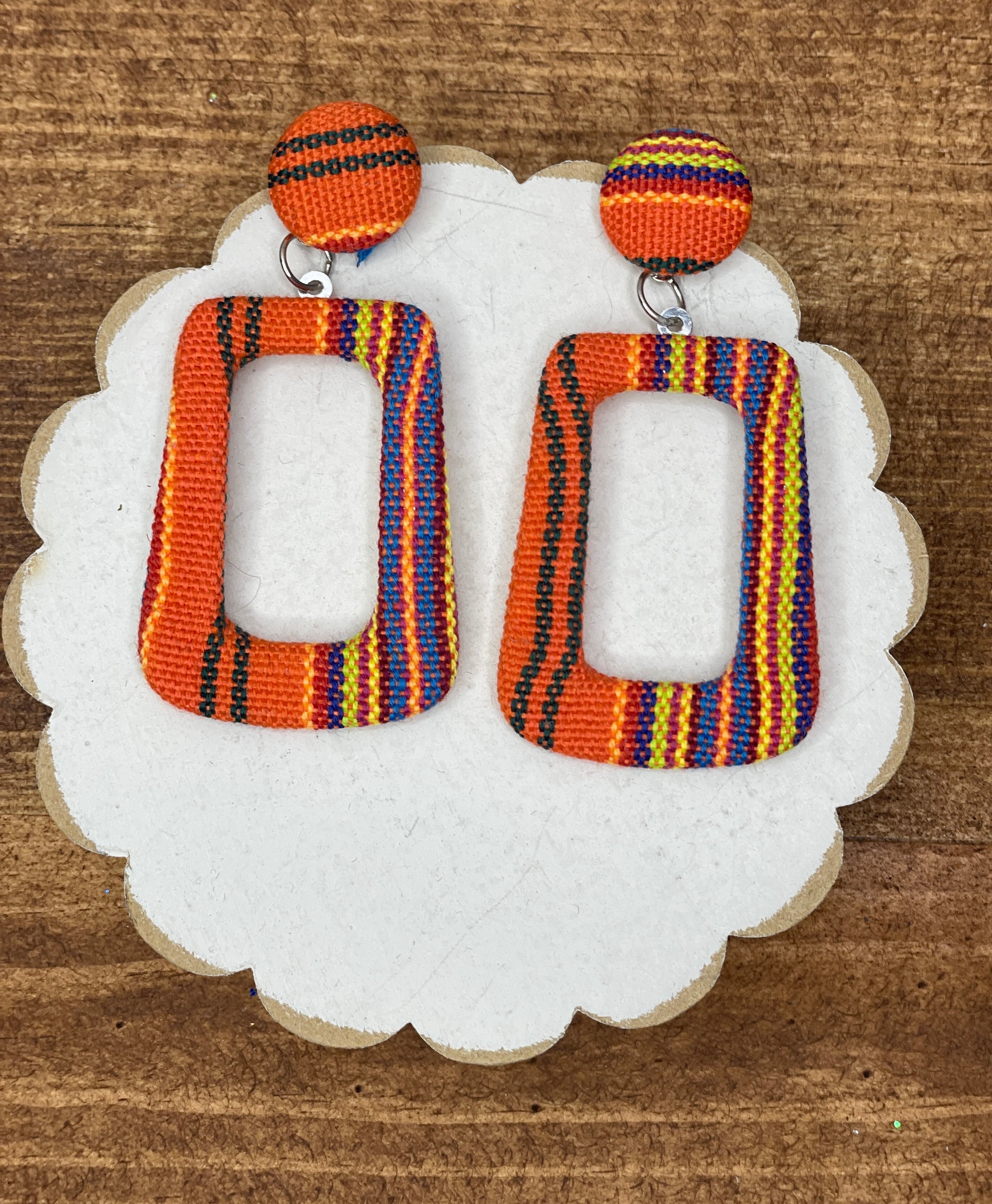 Colorful Spirit Rectangle Earrings in Orange