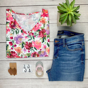 Chloe Cozy Tee - Bright Floral