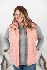 Remy Zip Up Vest - Heathered Pink