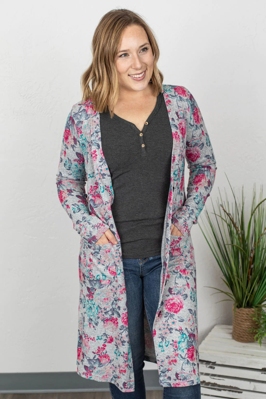 Colbie Cardigan in Grey Floral