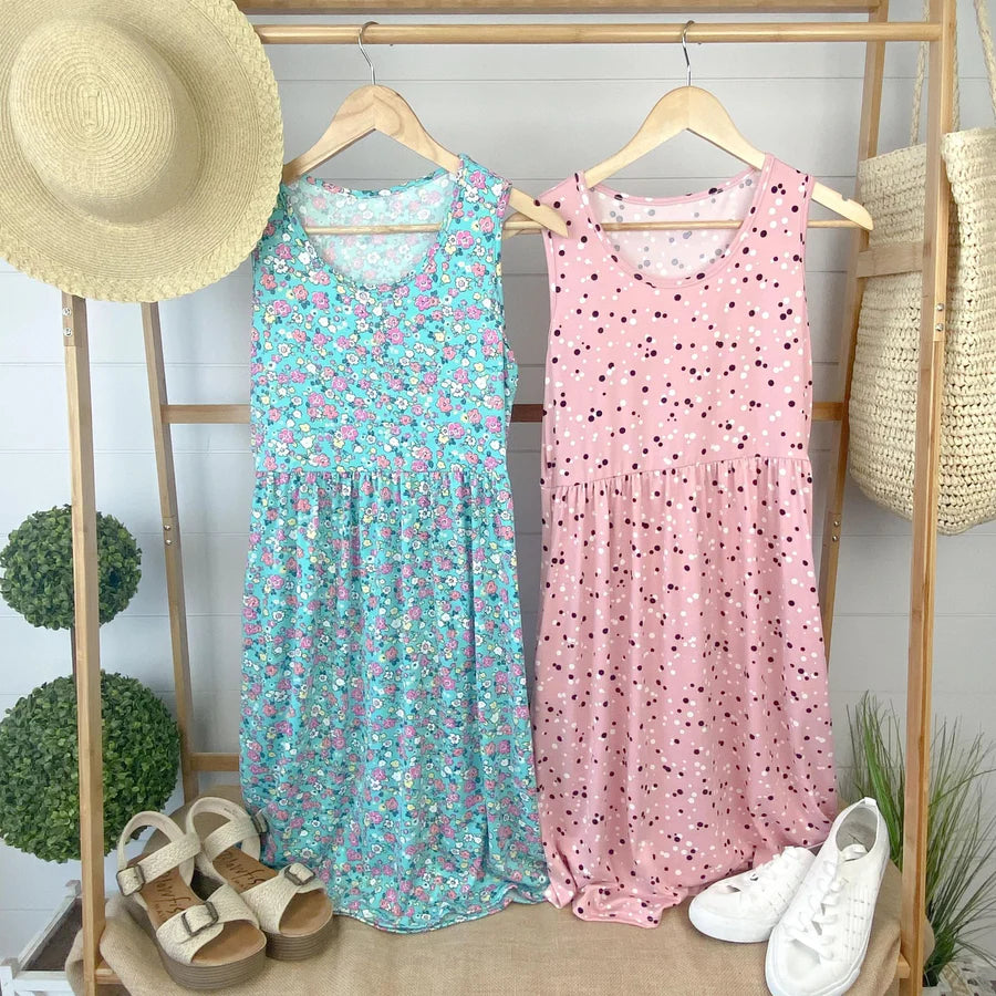 Kelsey Tank Dress - Rose Dot