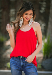 Leah Woven Cami in Red