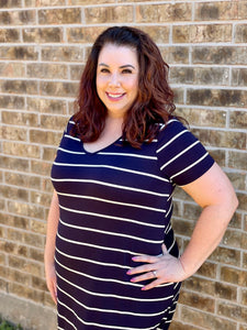 Abby Striped Dress in Navy