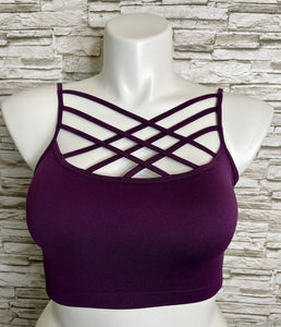 Criss Cross Bralette in Dark Plum