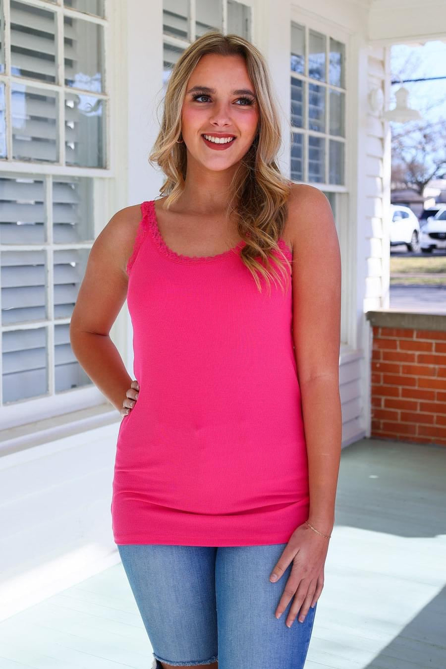 Lexi Lace Tank in Pink