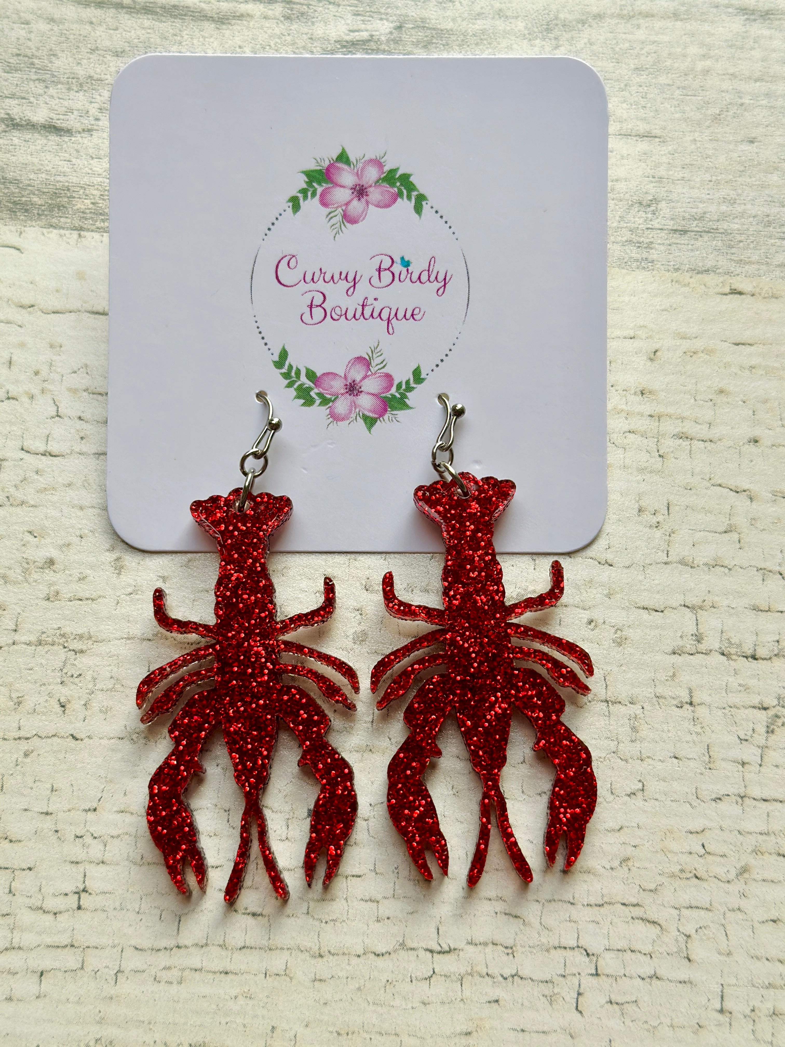 Crawfish Glitter Earrings