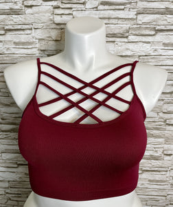 Criss Cross Bralette in Cabernet