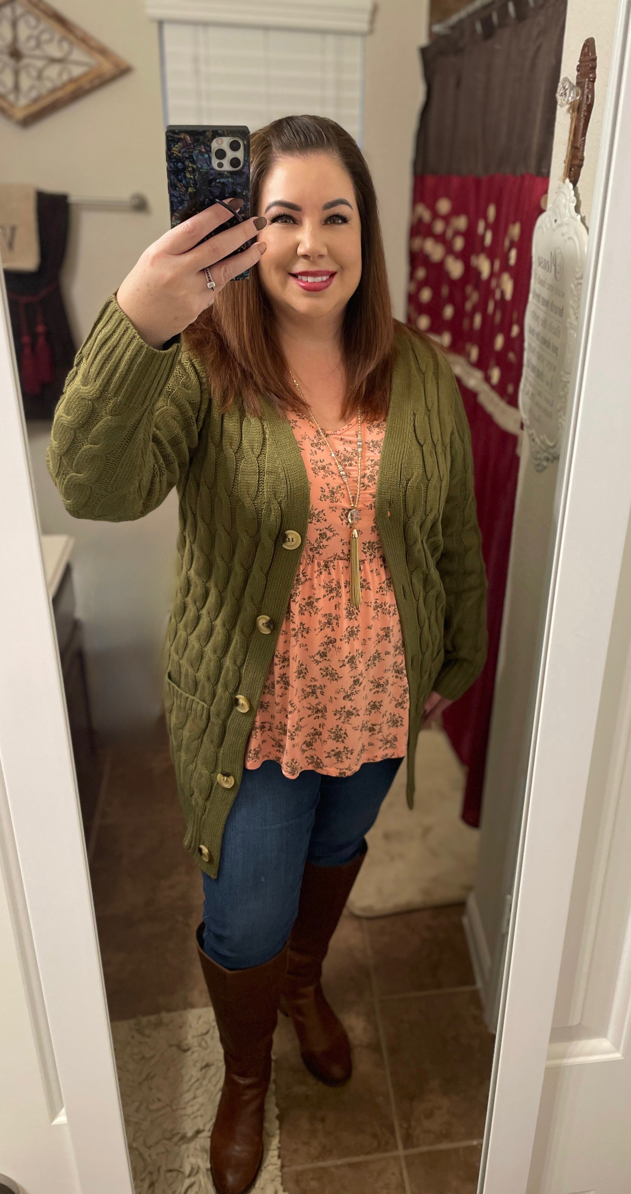 Bethany Button Cardigan in Olive