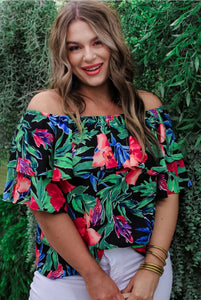 Tropical Twist Off the Shoulder Top