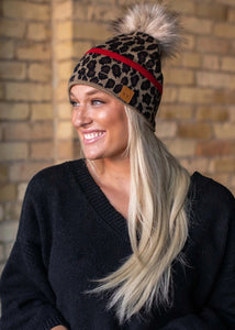 Lucy Leopard Pom Beanie