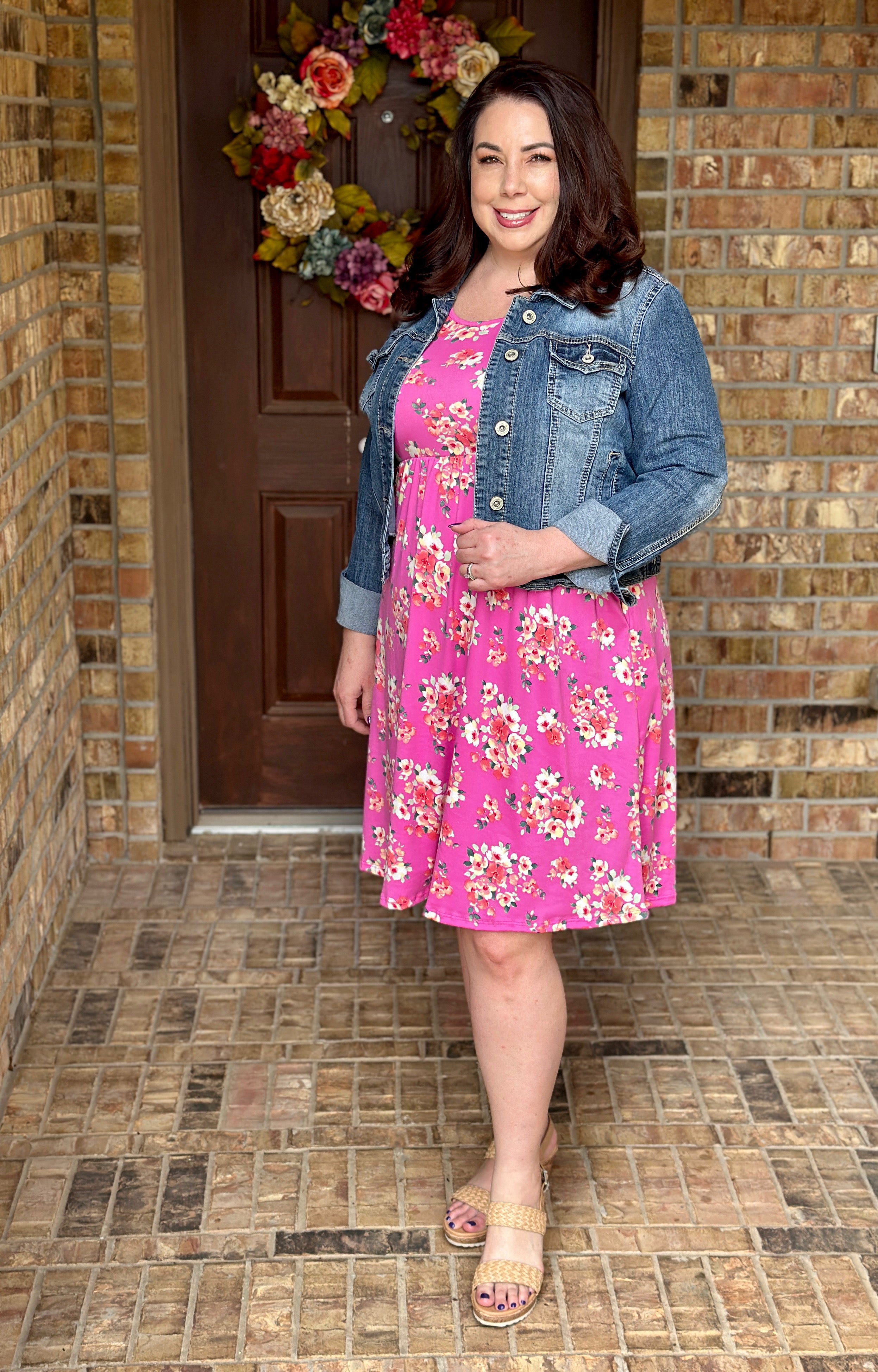 Kelsey Tank Dress - Hot Pink Floral