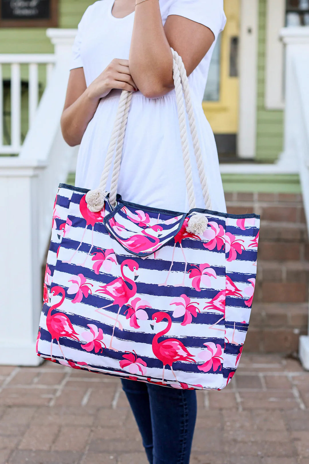 Beach Bag - Flamingo Stripes