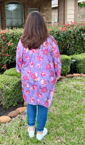 Bright Purple Floral Kimono