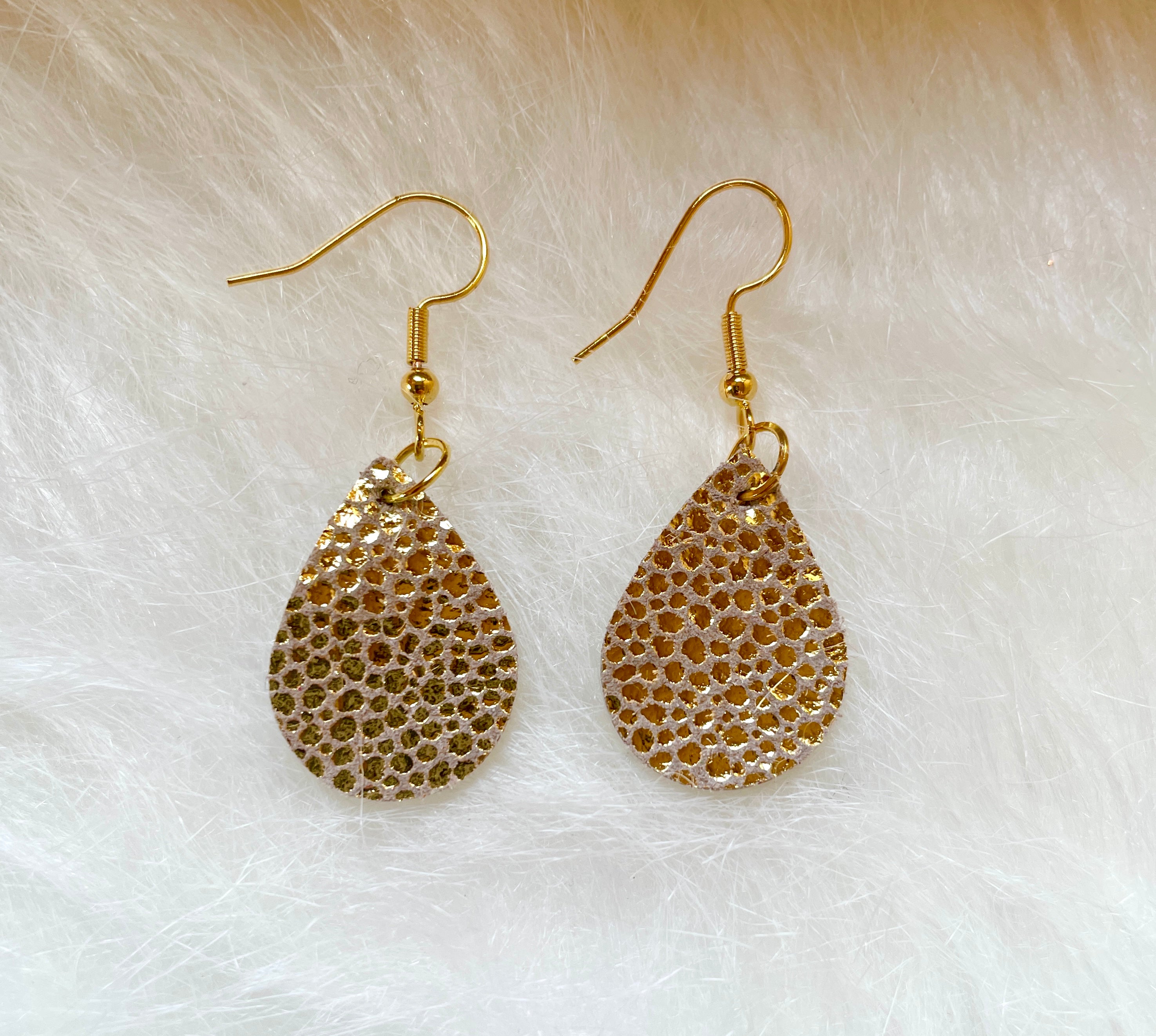 Gold Leather Earrings