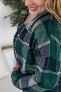 Lucy Plaid Shacket - Navy and Green Plaid