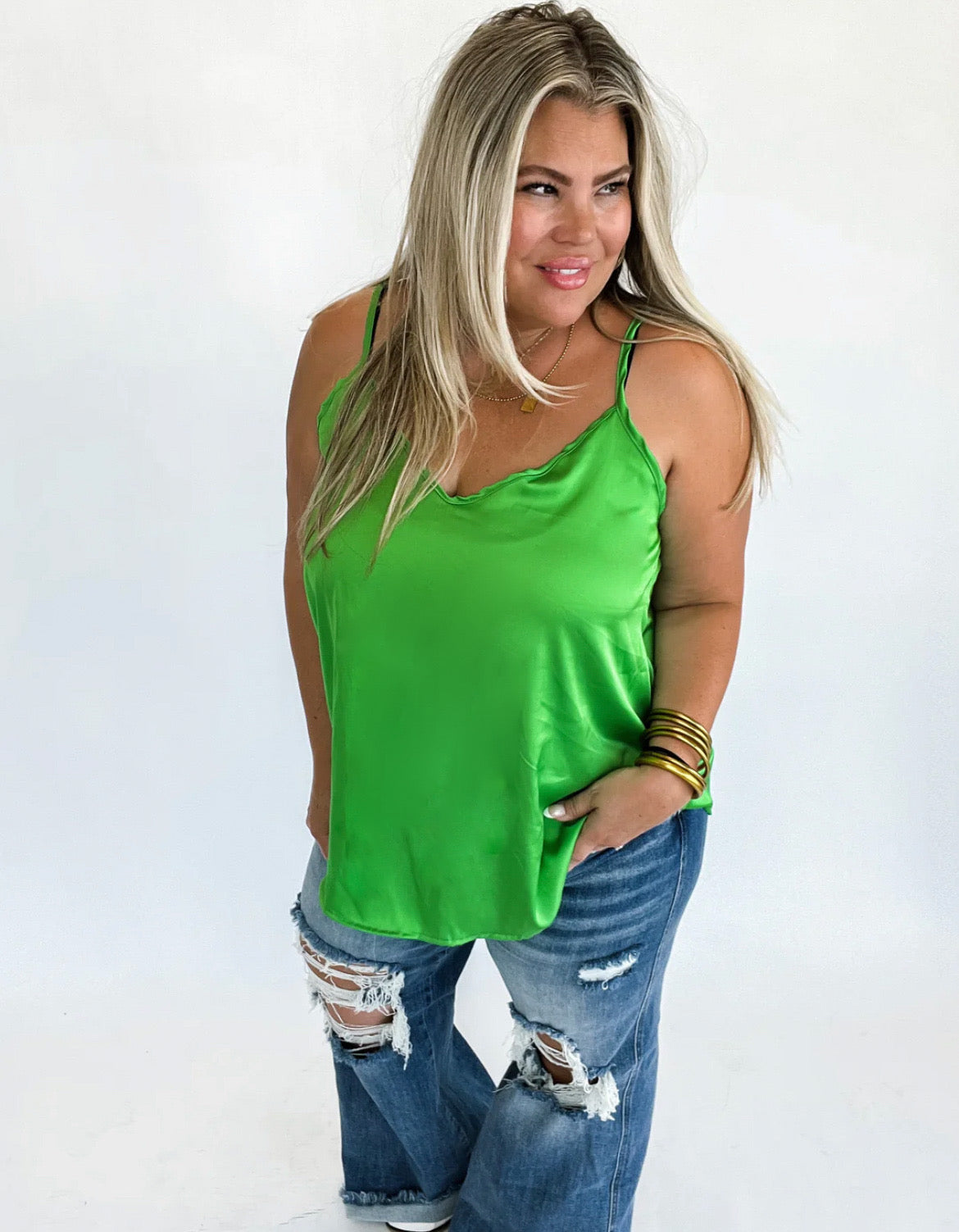 Green Satin Cami