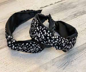 Black Animal Print Knotted Headband