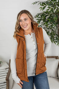 Remy Zip Up Vest - Camel