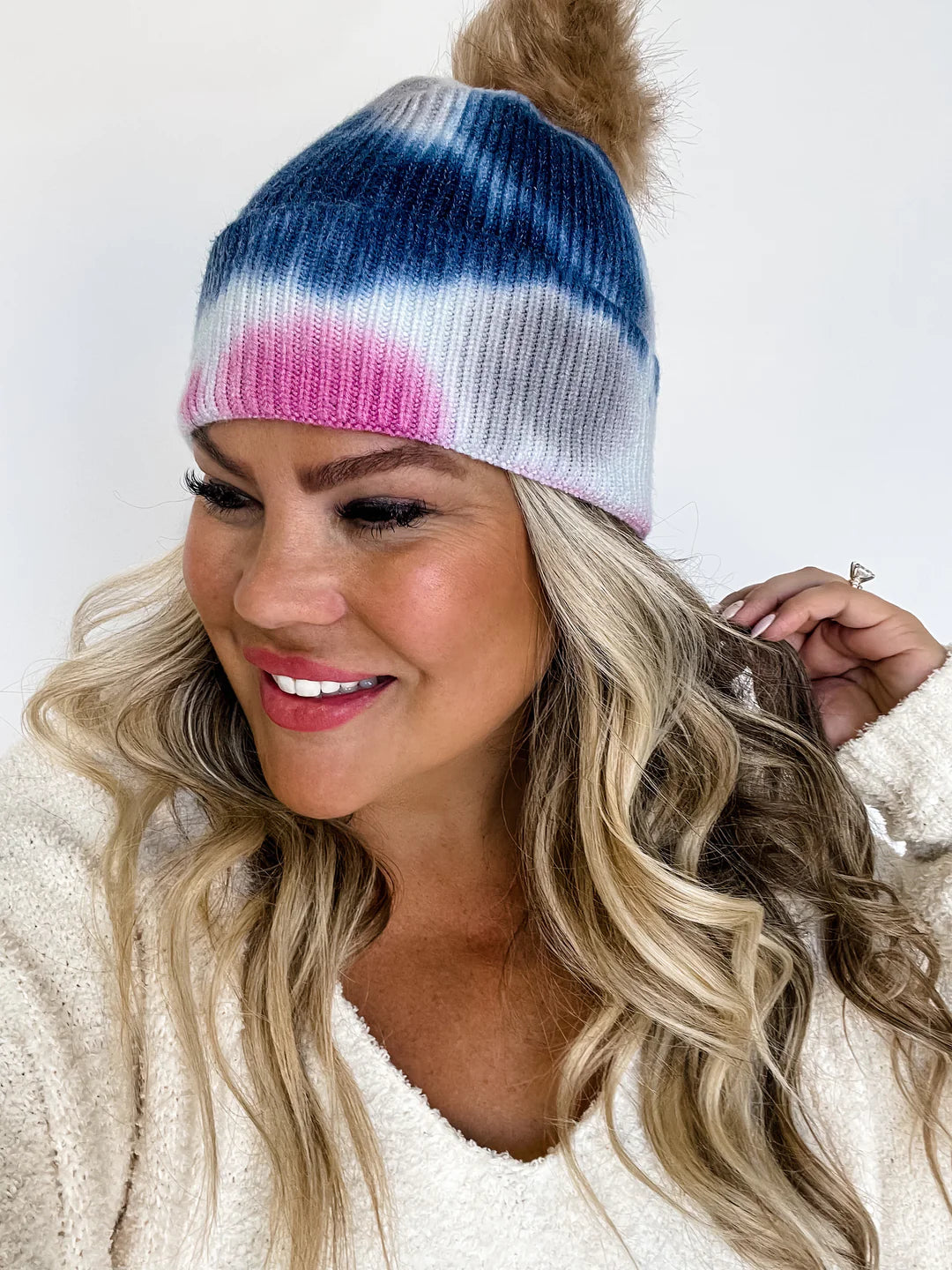 Tie Dye Pom Beanie