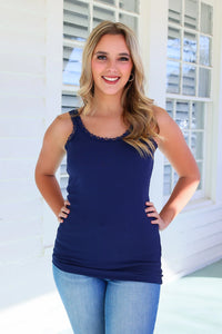 Lexi Lace Tank in Navy