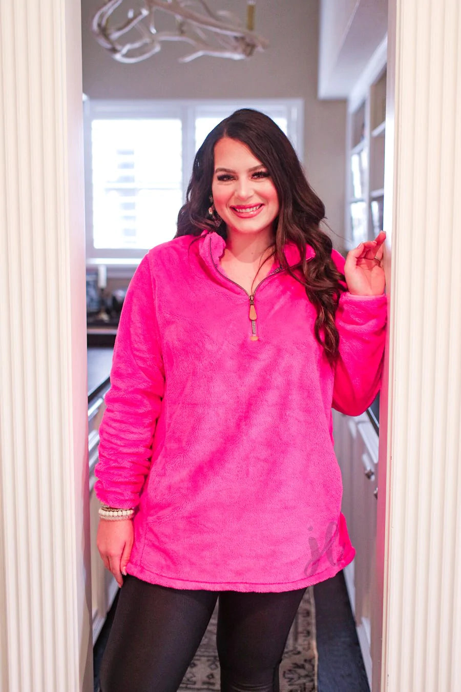 Hot Pink Elle Fleece Pullover