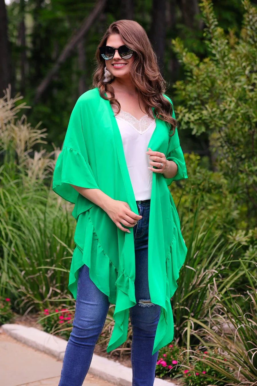 Delilah Ruffle Kimono - Green